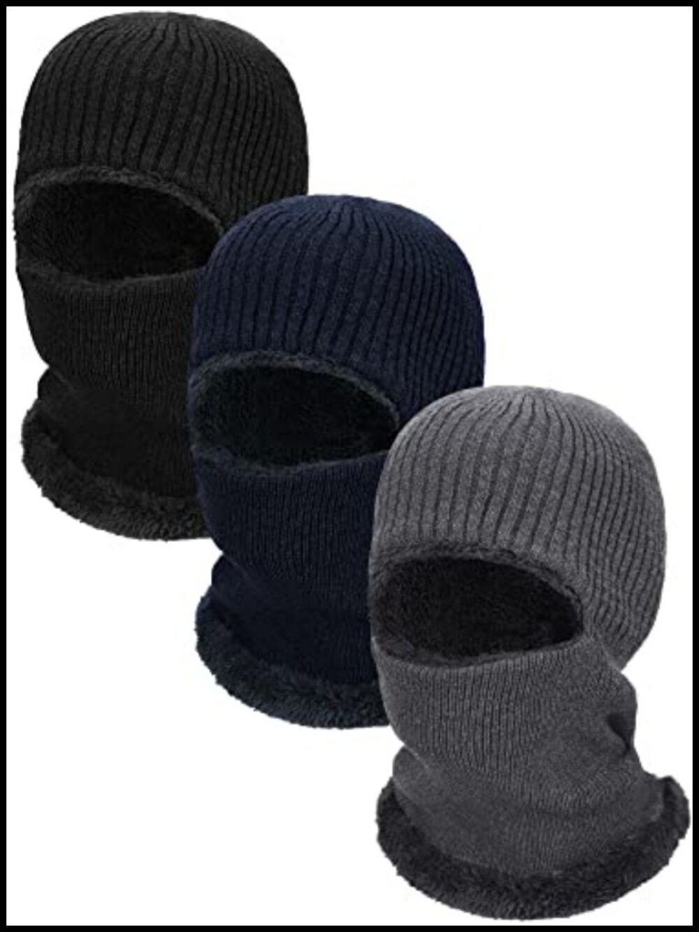 Geyoga 3-Pack Winter Balaclava Ski Mask Fleece Lined Neck Gaiter